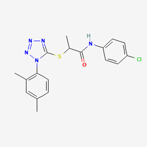 molecular formula C18H18ClN5OS B4789051 N-(4-chlorophenyl)-2-{[1-(2,4-dimethylphenyl)-1H-tetrazol-5-yl]thio}propanamide 