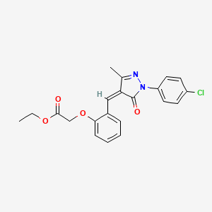 molecular formula C21H19ClN2O4 B4789188 ethyl (2-{[1-(4-chlorophenyl)-3-methyl-5-oxo-1,5-dihydro-4H-pyrazol-4-ylidene]methyl}phenoxy)acetate 