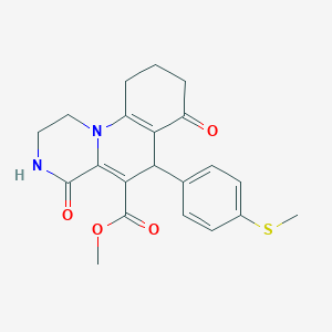 molecular formula C21H22N2O4S B4789228 methyl 6-[4-(methylsulfanyl)phenyl]-4,7-dioxo-2,3,4,6,7,8,9,10-octahydro-1H-pyrazino[1,2-a]quinoline-5-carboxylate 