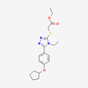 molecular formula C19H25N3O3S B4789379 ETHYL 2-({5-[4-(CYCLOPENTYLOXY)PHENYL]-4-ETHYL-4H-1,2,4-TRIAZOL-3-YL}SULFANYL)ACETATE 
