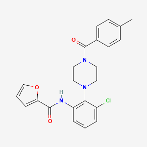 molecular formula C23H22ClN3O3 B4789403 N-{3-chloro-2-[4-(4-methylbenzoyl)-1-piperazinyl]phenyl}-2-furamide 