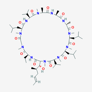 molecular formula C59H105N11O12 B047896 (3S,6S,9S,12R,15S,18S,21S,24S,30S)-30-ethyl-33-[(E,1R,2R)-1-hydroxy-2-methylhex-4-enyl]-1,4,7,10,12,15,18,19,25,28-decamethyl-6,9,24-tris(2-methylpropyl)-3,21-di(propan-2-yl)-1,4,7,10,13,16,19,22,25,28,31-undecazacyclotritriacontane-2,5,8,11,14,17,20,23,26,29,32-undecone CAS No. 111710-61-3