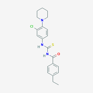 molecular formula C21H24ClN3OS B478960 N-[3-chloro-4-(1-piperidinyl)phenyl]-N'-(4-ethylbenzoyl)thiourea CAS No. 591210-21-8