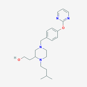 molecular formula C22H32N4O2 B4789680 2-{1-(3-methylbutyl)-4-[4-(2-pyrimidinyloxy)benzyl]-2-piperazinyl}ethanol 