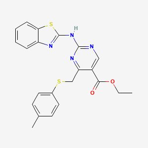 molecular formula C22H20N4O2S2 B4789911 Ethyl 2-(1,3-benzothiazol-2-ylamino)-4-{[(4-methylphenyl)sulfanyl]methyl}pyrimidine-5-carboxylate 