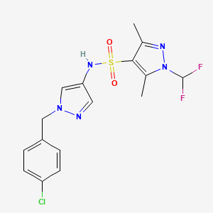 molecular formula C16H16ClF2N5O2S B4790091 N~4~-[1-(4-CHLOROBENZYL)-1H-PYRAZOL-4-YL]-1-(DIFLUOROMETHYL)-3,5-DIMETHYL-1H-PYRAZOLE-4-SULFONAMIDE 