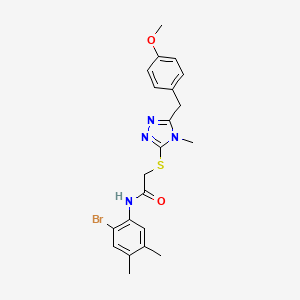 molecular formula C21H23BrN4O2S B4790352 N-(2-bromo-4,5-dimethylphenyl)-2-{[5-(4-methoxybenzyl)-4-methyl-4H-1,2,4-triazol-3-yl]sulfanyl}acetamide 