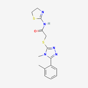 molecular formula C15H17N5OS2 B4790364 N-(4,5-dihydro-1,3-thiazol-2-yl)-2-{[4-methyl-5-(2-methylphenyl)-4H-1,2,4-triazol-3-yl]sulfanyl}acetamide 