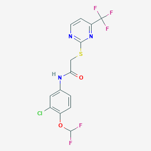 molecular formula C14H9ClF5N3O2S B4790390 N~1~-[3-CHLORO-4-(DIFLUOROMETHOXY)PHENYL]-2-{[4-(TRIFLUOROMETHYL)-2-PYRIMIDINYL]SULFANYL}ACETAMIDE 