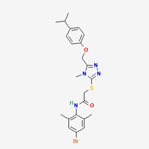 molecular formula C23H27BrN4O2S B4790433 N-(4-bromo-2,6-dimethylphenyl)-2-[(4-methyl-5-{[4-(propan-2-yl)phenoxy]methyl}-4H-1,2,4-triazol-3-yl)sulfanyl]acetamide 