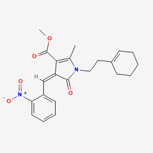 molecular formula C22H24N2O5 B4790506 methyl (4Z)-1-[2-(cyclohex-1-en-1-yl)ethyl]-2-methyl-4-(2-nitrobenzylidene)-5-oxo-4,5-dihydro-1H-pyrrole-3-carboxylate 