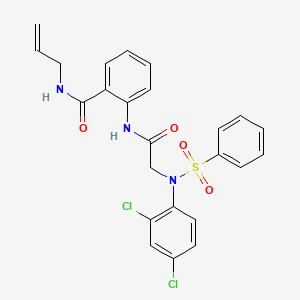 molecular formula C24H21Cl2N3O4S B4790552 N-allyl-2-{[N-(2,4-dichlorophenyl)-N-(phenylsulfonyl)glycyl]amino}benzamide 