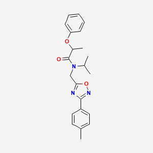 molecular formula C22H25N3O3 B4790604 N-{[3-(4-methylphenyl)-1,2,4-oxadiazol-5-yl]methyl}-2-phenoxy-N-(propan-2-yl)propanamide 