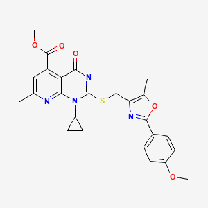 molecular formula C25H24N4O5S B4790680 METHYL 1-CYCLOPROPYL-2-({[2-(4-METHOXYPHENYL)-5-METHYL-1,3-OXAZOL-4-YL]METHYL}SULFANYL)-7-METHYL-4-OXO-1H,4H-PYRIDO[2,3-D]PYRIMIDINE-5-CARBOXYLATE 