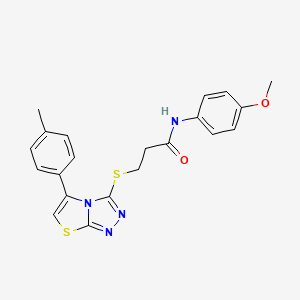 molecular formula C21H20N4O2S2 B4790839 N-(4-methoxyphenyl)-3-[[5-(4-methylphenyl)-[1,3]thiazolo[2,3-c][1,2,4]triazol-3-yl]sulfanyl]propanamide 
