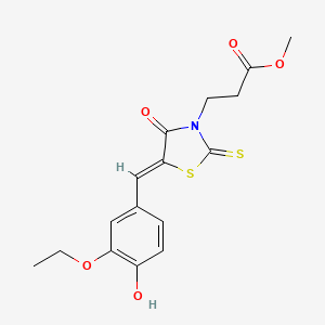molecular formula C16H17NO5S2 B4790927 methyl 3-[(5Z)-5-(3-ethoxy-4-hydroxybenzylidene)-4-oxo-2-thioxo-1,3-thiazolidin-3-yl]propanoate 
