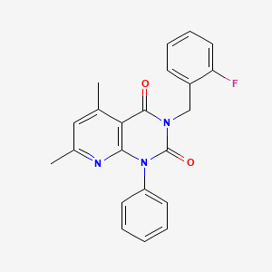 molecular formula C22H18FN3O2 B4790992 3-[(2-FLUOROPHENYL)METHYL]-5,7-DIMETHYL-1-PHENYL-1H,2H,3H,4H-PYRIDO[2,3-D]PYRIMIDINE-2,4-DIONE 