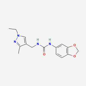 molecular formula C15H18N4O3 B4791218 N-(1,3-BENZODIOXOL-5-YL)-N'-[(1-ETHYL-3-METHYL-1H-PYRAZOL-4-YL)METHYL]UREA 