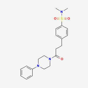 molecular formula C21H27N3O3S B4791267 N,N-DIMETHYL-4-[3-OXO-3-(4-PHENYLPIPERAZIN-1-YL)PROPYL]BENZENE-1-SULFONAMIDE 