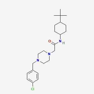 molecular formula C23H36ClN3O B4791275 N-(4-TERT-BUTYLCYCLOHEXYL)-2-{4-[(4-CHLOROPHENYL)METHYL]PIPERAZIN-1-YL}ACETAMIDE 