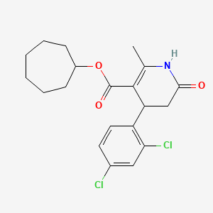molecular formula C20H23Cl2NO3 B4791451 Cycloheptyl 4-(2,4-dichlorophenyl)-2-methyl-6-oxo-1,4,5,6-tetrahydropyridine-3-carboxylate 