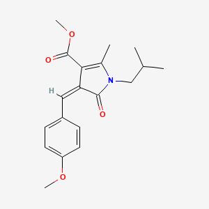 molecular formula C19H23NO4 B4791523 METHYL (4Z)-4-[(4-METHOXYPHENYL)METHYLIDENE]-2-METHYL-1-(2-METHYLPROPYL)-5-OXO-4,5-DIHYDRO-1H-PYRROLE-3-CARBOXYLATE 