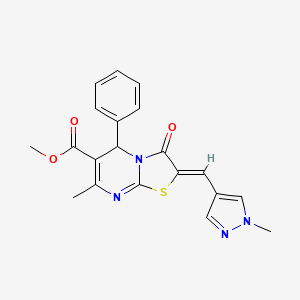 molecular formula C20H18N4O3S B4791665 METHYL 7-METHYL-2-[(Z)-1-(1-METHYL-1H-PYRAZOL-4-YL)METHYLIDENE]-3-OXO-5-PHENYL-5H-[1,3]THIAZOLO[3,2-A]PYRIMIDINE-6(3H)-CARBOXYLATE 