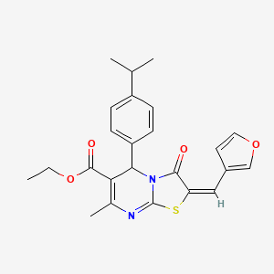 molecular formula C24H24N2O4S B4791775 ethyl (2E)-2-(furan-3-ylmethylidene)-7-methyl-3-oxo-5-[4-(propan-2-yl)phenyl]-2,3-dihydro-5H-[1,3]thiazolo[3,2-a]pyrimidine-6-carboxylate 