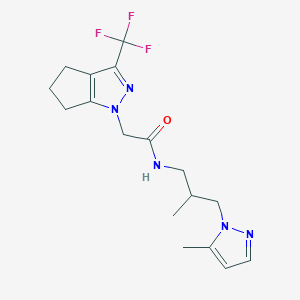 molecular formula C17H22F3N5O B4791911 N~1~-[2-METHYL-3-(5-METHYL-1H-PYRAZOL-1-YL)PROPYL]-2-[3-(TRIFLUOROMETHYL)-5,6-DIHYDROCYCLOPENTA[C]PYRAZOL-1(4H)-YL]ACETAMIDE 