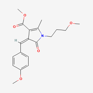 molecular formula C19H23NO5 B4791993 METHYL (4Z)-4-[(4-METHOXYPHENYL)METHYLIDENE]-1-(3-METHOXYPROPYL)-2-METHYL-5-OXO-4,5-DIHYDRO-1H-PYRROLE-3-CARBOXYLATE 