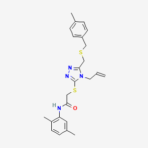 molecular formula C24H28N4OS2 B4792133 N-(2,5-dimethylphenyl)-2-[[5-[(4-methylphenyl)methylsulfanylmethyl]-4-prop-2-enyl-1,2,4-triazol-3-yl]sulfanyl]acetamide 