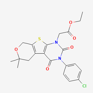 molecular formula C21H21ClN2O5S B4792233 ethyl 2-[4-(4-chlorophenyl)-12,12-dimethyl-3,5-dioxo-11-oxa-8-thia-4,6-diazatricyclo[7.4.0.02,7]trideca-1(9),2(7)-dien-6-yl]acetate 