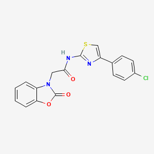 molecular formula C18H12ClN3O3S B4792314 N-[4-(4-chlorophenyl)-1,3-thiazol-2-yl]-2-(2-oxo-2,3-dihydro-1,3-benzoxazol-3-yl)acetamide 