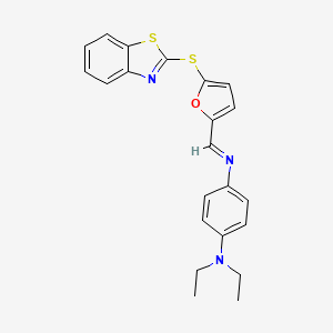 molecular formula C22H21N3OS2 B4792469 N-{(E)-1-[5-(1,3-BENZOTHIAZOL-2-YLSULFANYL)-2-FURYL]METHYLIDENE}-N-[4-(DIETHYLAMINO)PHENYL]AMINE 