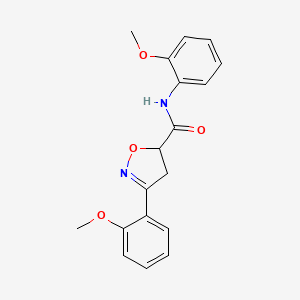 molecular formula C18H18N2O4 B4792491 N,3-bis(2-methoxyphenyl)-4,5-dihydro-1,2-oxazole-5-carboxamide 