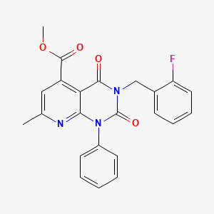 molecular formula C23H18FN3O4 B4792511 METHYL 3-[(2-FLUOROPHENYL)METHYL]-7-METHYL-2,4-DIOXO-1-PHENYL-1H,2H,3H,4H-PYRIDO[2,3-D]PYRIMIDINE-5-CARBOXYLATE 