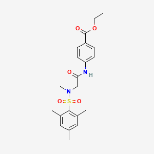 molecular formula C21H26N2O5S B4792549 ethyl 4-({N-methyl-N-[(2,4,6-trimethylphenyl)sulfonyl]glycyl}amino)benzoate 