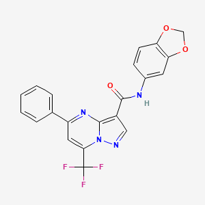 molecular formula C21H13F3N4O3 B4792619 N-(1,3-benzodioxol-5-yl)-5-phenyl-7-(trifluoromethyl)pyrazolo[1,5-a]pyrimidine-3-carboxamide 