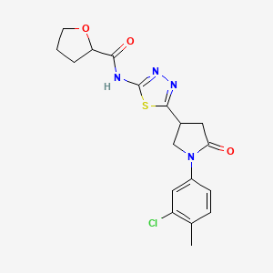 molecular formula C18H19ClN4O3S B4792641 N-{5-[1-(3-chloro-4-methylphenyl)-5-oxopyrrolidin-3-yl]-1,3,4-thiadiazol-2-yl}tetrahydrofuran-2-carboxamide 