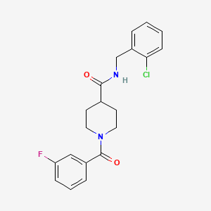 molecular formula C20H20ClFN2O2 B4792710 N-[(2-chlorophenyl)methyl]-1-(3-fluorobenzoyl)piperidine-4-carboxamide 