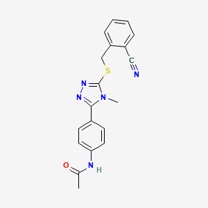 molecular formula C19H17N5OS B4792898 N-(4-{5-[(2-cyanobenzyl)sulfanyl]-4-methyl-4H-1,2,4-triazol-3-yl}phenyl)acetamide 