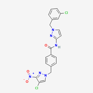 molecular formula C21H16Cl2N6O3 B4792929 N~1~-[1-(3-CHLOROBENZYL)-1H-PYRAZOL-3-YL]-4-[(4-CHLORO-3-NITRO-1H-PYRAZOL-1-YL)METHYL]BENZAMIDE 