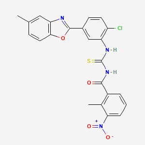 molecular formula C23H17ClN4O4S B4793180 N-{[2-chloro-5-(5-methyl-1,3-benzoxazol-2-yl)phenyl]carbamothioyl}-2-methyl-3-nitrobenzamide 