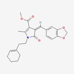 molecular formula C23H25NO5 B4793259 METHYL (4Z)-4-[(2H-1,3-BENZODIOXOL-5-YL)METHYLIDENE]-1-[2-(CYCLOHEX-1-EN-1-YL)ETHYL]-2-METHYL-5-OXO-4,5-DIHYDRO-1H-PYRROLE-3-CARBOXYLATE 