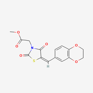 molecular formula C15H13NO6S B4793333 methyl 2-[(5E)-5-(2,3-dihydro-1,4-benzodioxin-6-ylmethylidene)-2,4-dioxo-1,3-thiazolidin-3-yl]acetate 