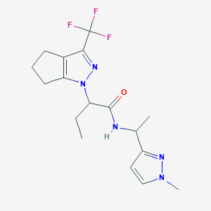 molecular formula C17H22F3N5O B4793443 N~1~-[1-(1-METHYL-1H-PYRAZOL-3-YL)ETHYL]-2-[3-(TRIFLUOROMETHYL)-5,6-DIHYDROCYCLOPENTA[C]PYRAZOL-1(4H)-YL]BUTANAMIDE 