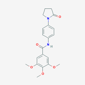 molecular formula C20H22N2O5 B479345 3,4,5-trimethoxy-N-(4-(2-oxopyrrolidin-1-yl)phenyl)benzamide CAS No. 693829-60-6