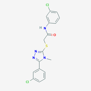 molecular formula C17H14Cl2N4OS B479358 N-(3-chlorophenyl)-2-{[5-(3-chlorophenyl)-4-methyl-4H-1,2,4-triazol-3-yl]sulfanyl}acetamide CAS No. 667868-79-3
