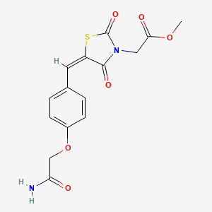 molecular formula C15H14N2O6S B4793682 methyl {(5E)-5-[4-(2-amino-2-oxoethoxy)benzylidene]-2,4-dioxo-1,3-thiazolidin-3-yl}acetate 