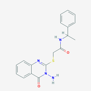 2-[(3-amino-4-oxo-3,4-dihydroquinazolin-2-yl)sulfanyl]-N-(1-phenylethyl)acetamide